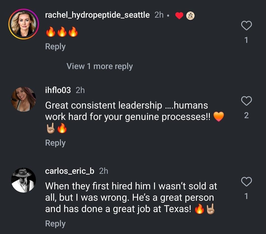 Comments underneath @3rdandlonghorn's IG post